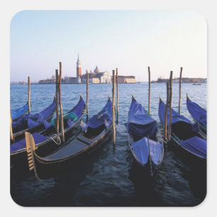 Italy, Veneto, Venice, Row of Gondolas and San Square Sticker