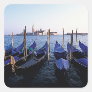 Italy, Veneto, Venice, Row of Gondolas and San Square Sticker