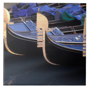 Italy, Veneto, Venice. Row of Gondolas. Tile