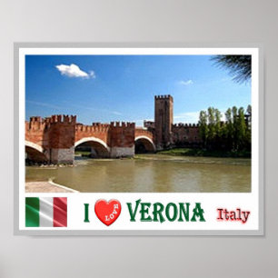 Italy - Veneto - Verona - Ponte di Castel Vecchio Poster