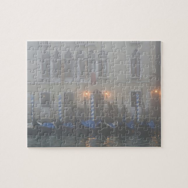 Italy, Venice. A row of gondolas seen through Jigsaw Puzzle (Horizontal)