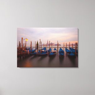 Italy, Venice. Anchored gondolas at twilight. Canvas Print