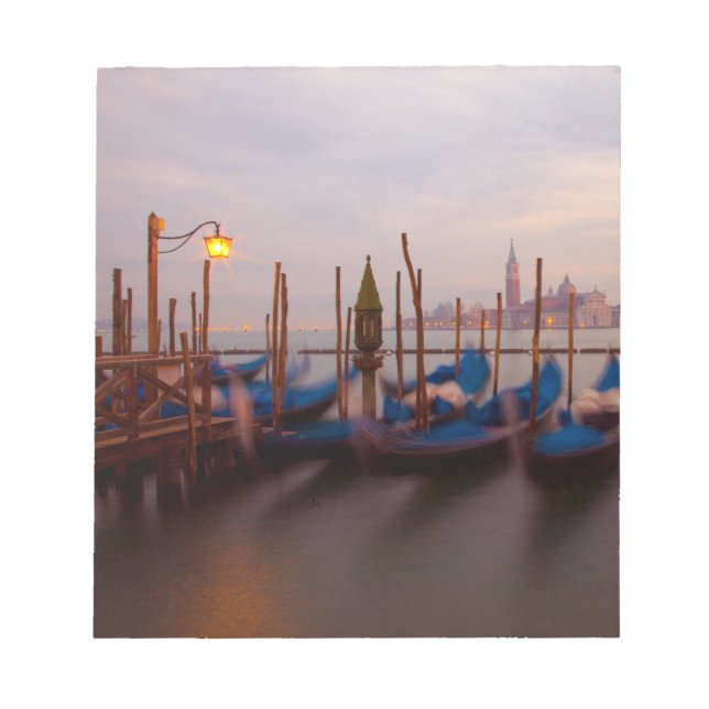 Italy, Venice. Anchored gondolas at twilight. Notepad (Front)