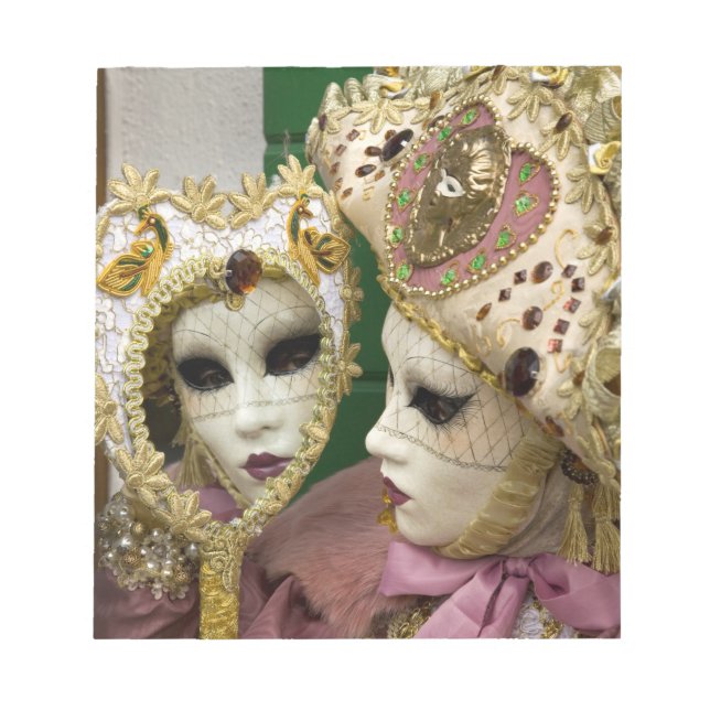 Italy, Venice, Burano Island. Woman dressed in Notepad (Front)