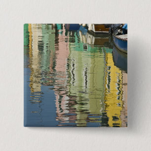 Italy, Venice, Burano. Multicolored houses along 15 Cm Square Badge