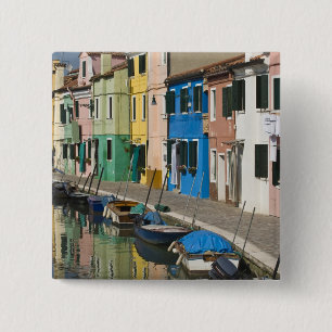Italy, Venice, Burano. Multicolored houses along 2 15 Cm Square Badge
