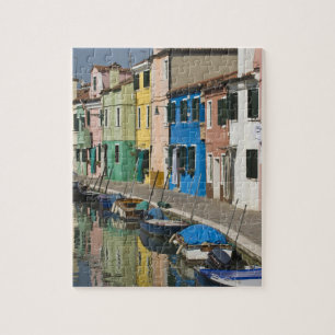 Italy, Venice, Burano. Multicolored houses along 2 Jigsaw Puzzle