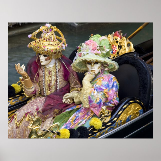 Italy, Venice. Couple dressed in costumes for Poster (Front)