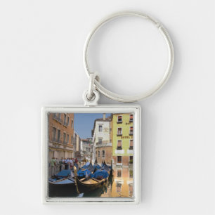 Italy, Venice, gondolas moored along canal Key Ring