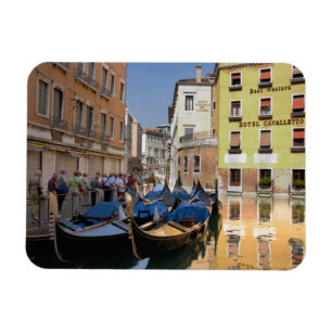 Italy, Venice, gondolas moored along canal Magnet