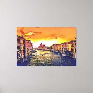 Italy Venice Grand Canal Digital Art Painting  Canvas Print