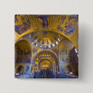 Italy, Venice. Interior of St. Marks Cathedral. 15 Cm Square Badge