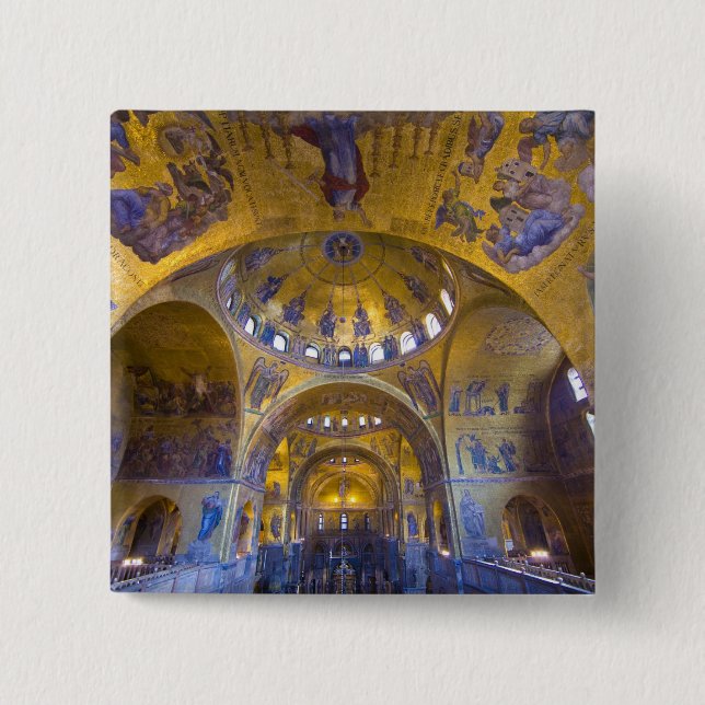 Italy, Venice. Interior of St. Marks Cathedral. 15 Cm Square Badge (Front)