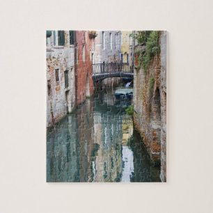 Italy, Venice, Reflections and Small Bridge of Jigsaw Puzzle
