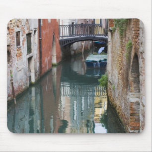 Italy, Venice, Reflections and Small Bridge of Mouse Mat