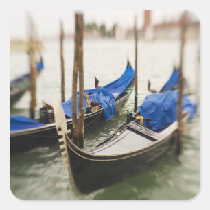 Italy, Venice, Selective Focus of Gondola in the Square Sticker