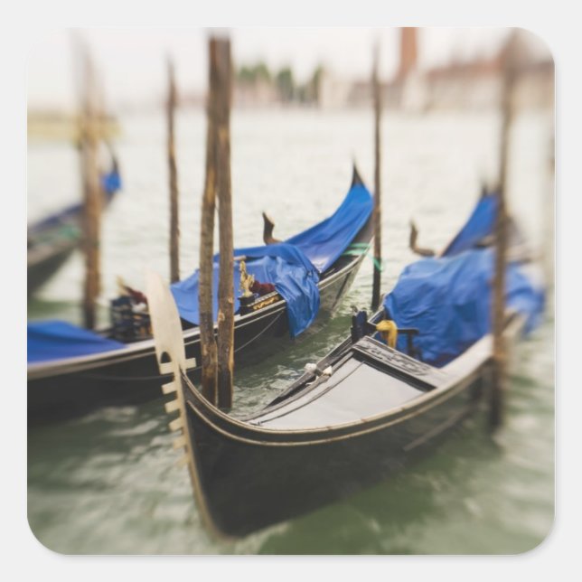 Italy, Venice, Selective Focus of Gondola in the Square Sticker (Front)