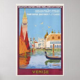 Italy Venice Vintage Travel Poster - Framed
