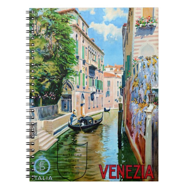 Italy Venice Vintage Travel Poster Restored Notebook (Front)