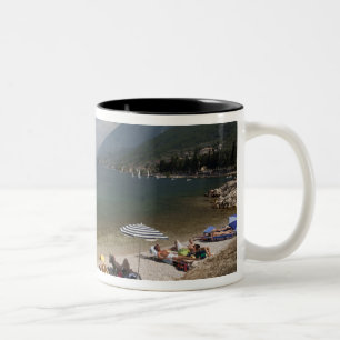 Italy, Verona Province, Brenzone. Lake Garda Two-Tone Coffee Mug