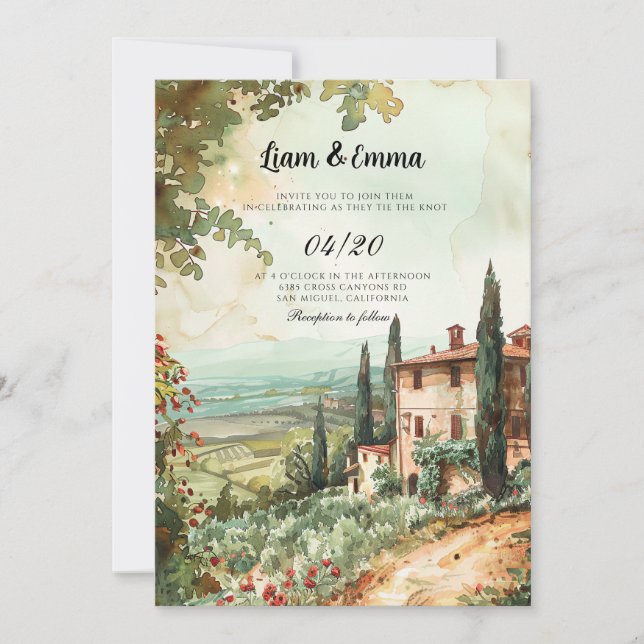 Italy Villa Florence landscape Wedding Invitation (Front)