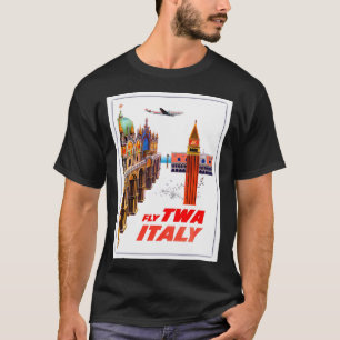 Italy Vintage Air Travel Airline Advertising Prin T-Shirt