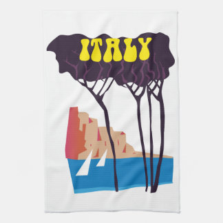 Italy vintage sailing travel poster tea towel