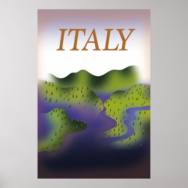 Italy Vintage style landscape travel poster. Poster (Front)