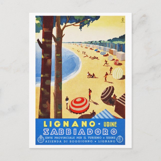 Italy Vintage Travel Poster Restored Postcard (Front)
