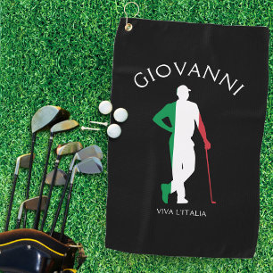 Italy Viva l'Italia Italian Flag Male Golfer Name Golf Towel