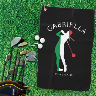 Italy Viva l'Italia Italian Flag Woman Golfer Name Golf Towel