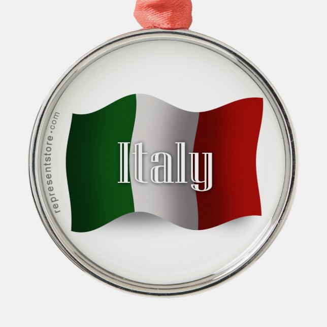 Italy Waving Flag Metal Tree Decoration (Front)