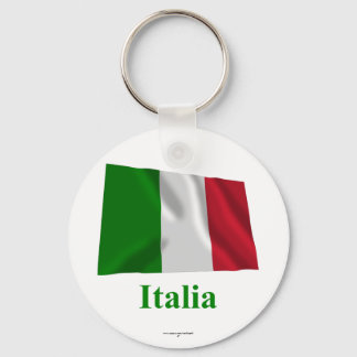 Italy Waving Flag with Name in Italian Key Ring