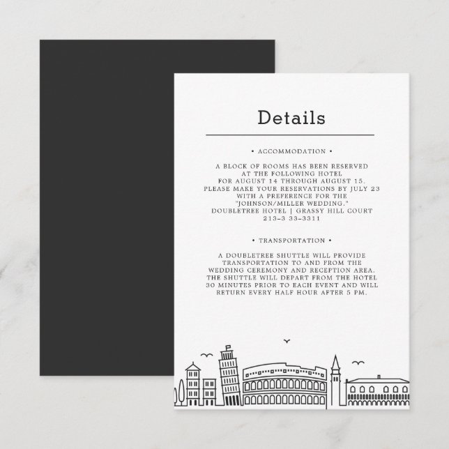 Italy Wedding | Guest Details Invitation (Front/Back)