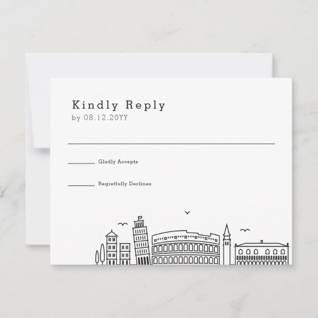Italy Wedding | Stylised Skyline RSVP (Front)