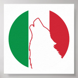 Italy Wolf Italian National Animal Flag Poster