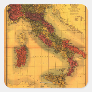 ItalyPanoramic MapItaly Square Sticker