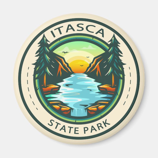 Itasca State Park Minnesota Badge Magnet (Front)