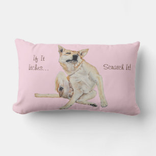 itchy dog scratching painting with funny slogan lumbar cushion