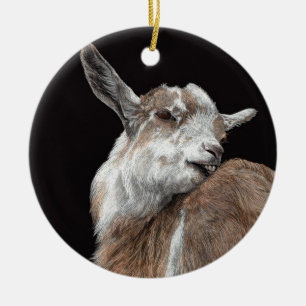 "Itchy Kid" Goat Ceramic Tree Decoration