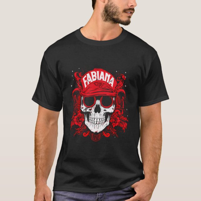 Items Personalised Skull With Fabiana Name T-Shirt (Front)
