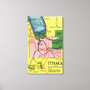 Ithaca and Nearby Points of Interest Canvas Print