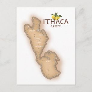 ithaca greece map postcard