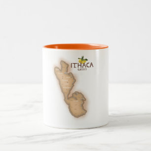 ithaca greece map Two-Tone coffee mug