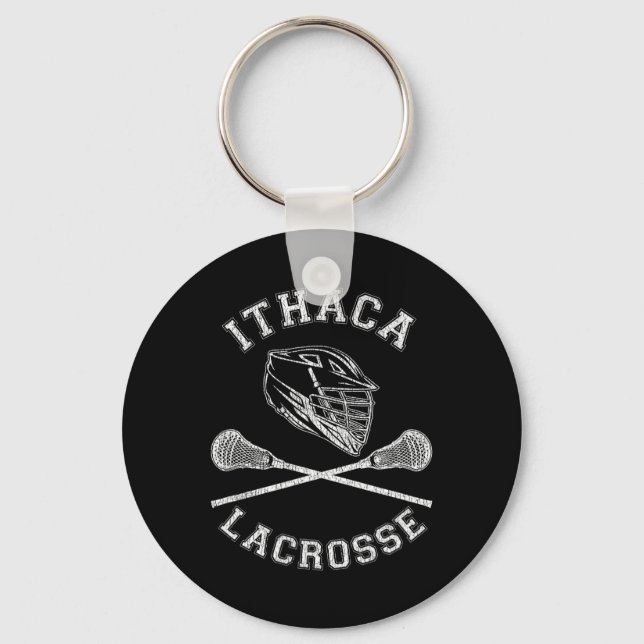 Ithaca Lacrosse Vintage Distressed Retro Lax  Key Ring (Front)