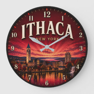 Ithaca New York Finger Lakes College Town Large Clock