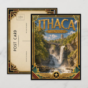 Ithaca New York Vintage Art Deco Golden Age Postcard