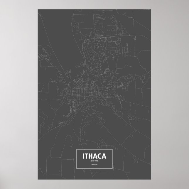 Ithaca, New York (white on black) Poster (Front)