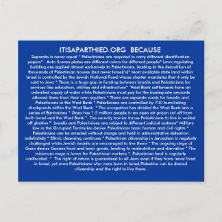 ITISAPARTHEID.ORG BECASUE POSTCARD