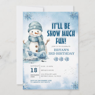 It'll Be Snow Much Fun Winter Snowflakes Birthday Invitation